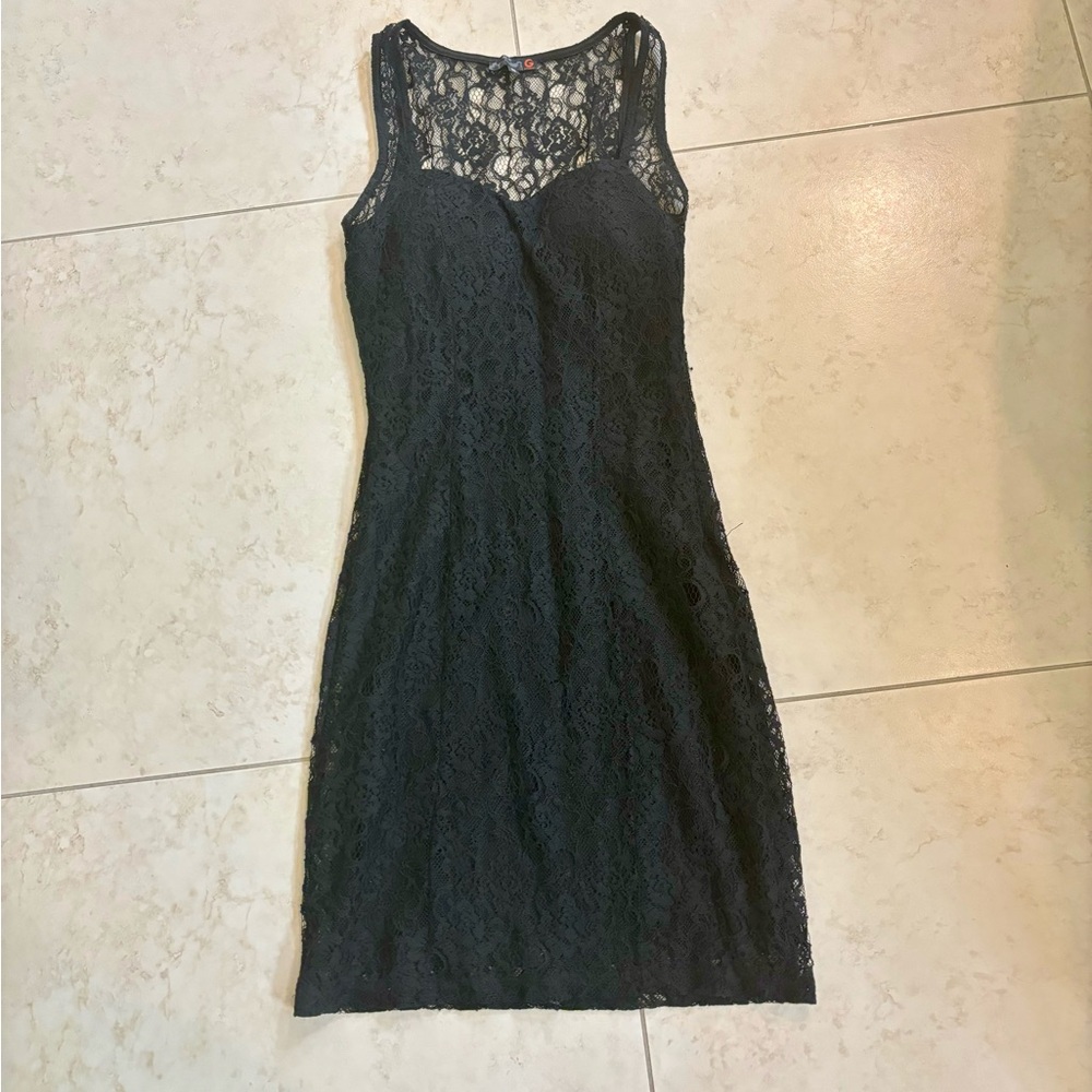 Guess Black Lace Sleeveless Dress Size Small